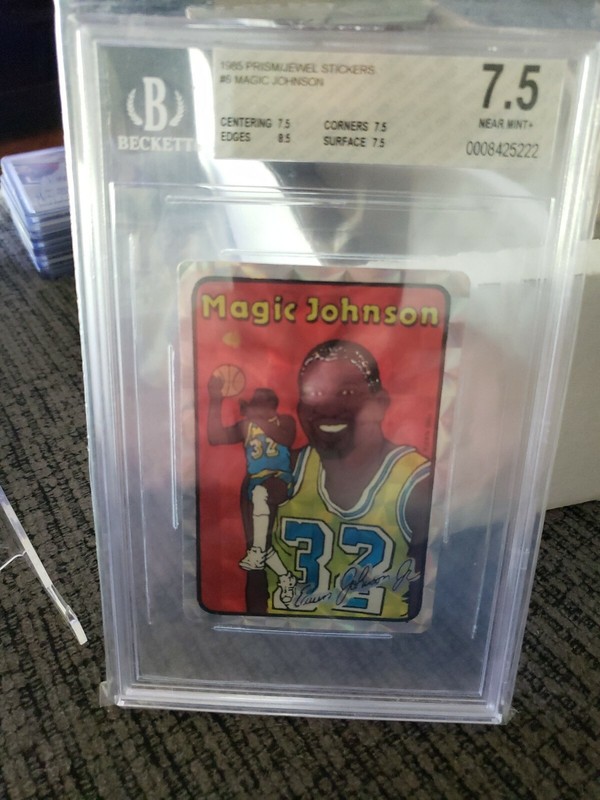 1985 Prism Jewel Stickers Magic Johnson BGS 7.5 near mint+
