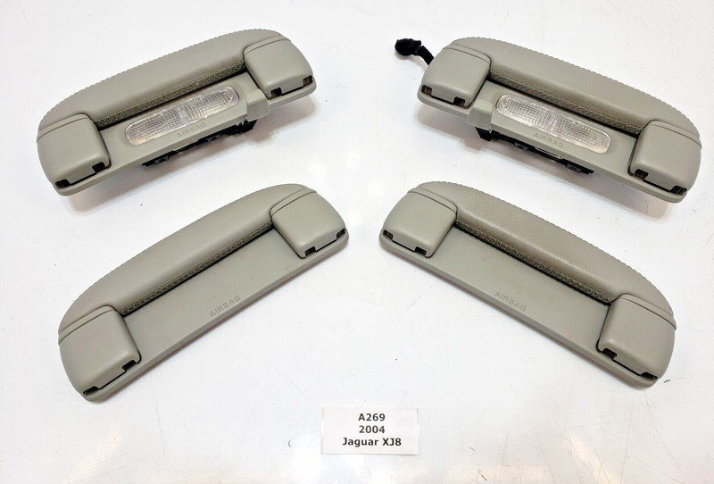 ✅ 04-09 OEM Jaguar XJ8 XJR Roof Interior Grab Handle Leather Beige SET Of 4