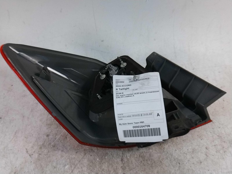 2015 Honda Accord Right Tail Light Assembly Black OEM 233663 Used 315K Miles