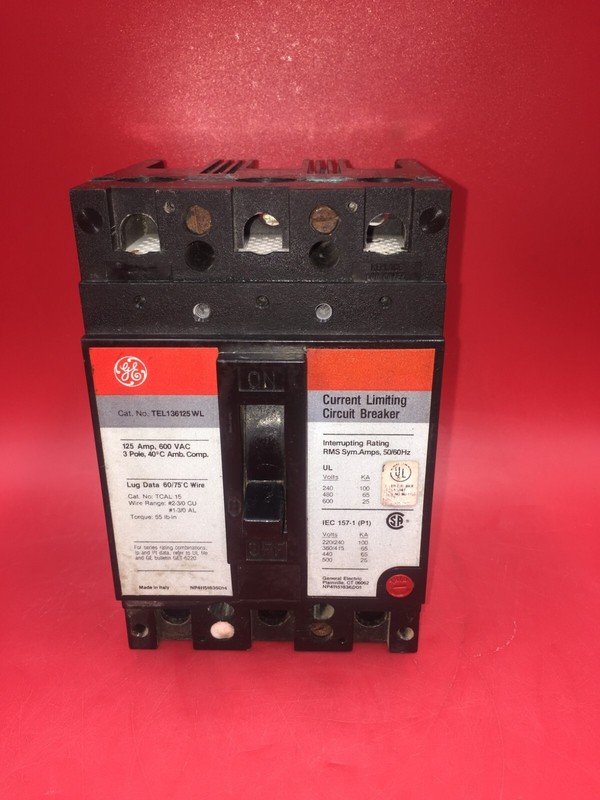 GE BREAKER 125 AMP 3 POLE CIRCUIT BREAKER TEL136125 WL WD-9228
