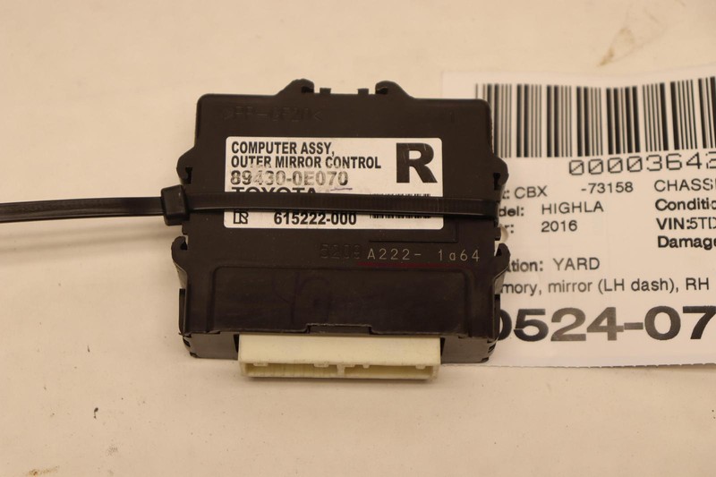 2014-2016 TOYOTA HIGHLANDER FRONT RIGHT PASSENGER DOOR MIRROR MEMORY MODULE OEM
