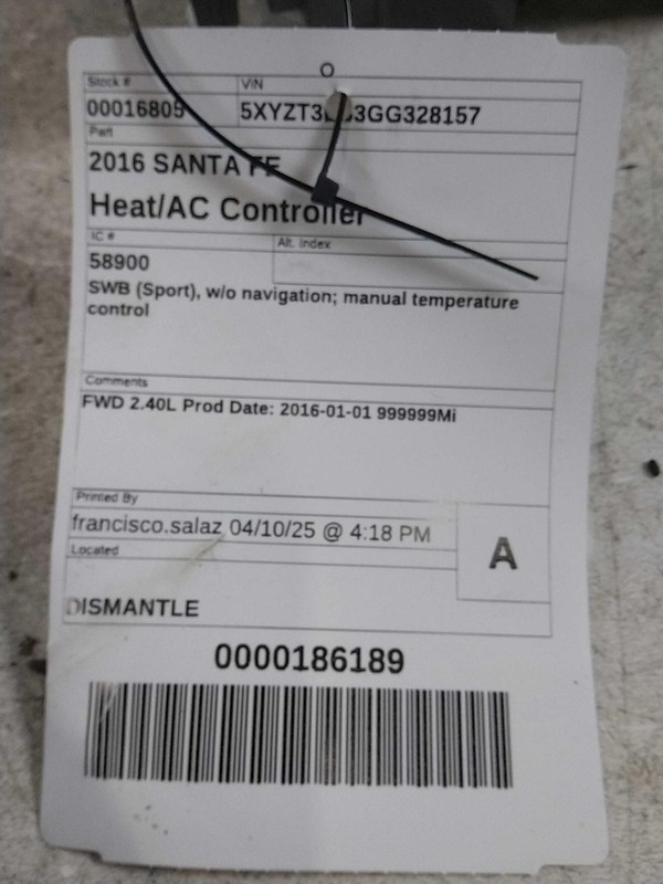 2016 Hyundai Santa Fe A/C Selector Switch OEM Red 972504Z000 99k Miles