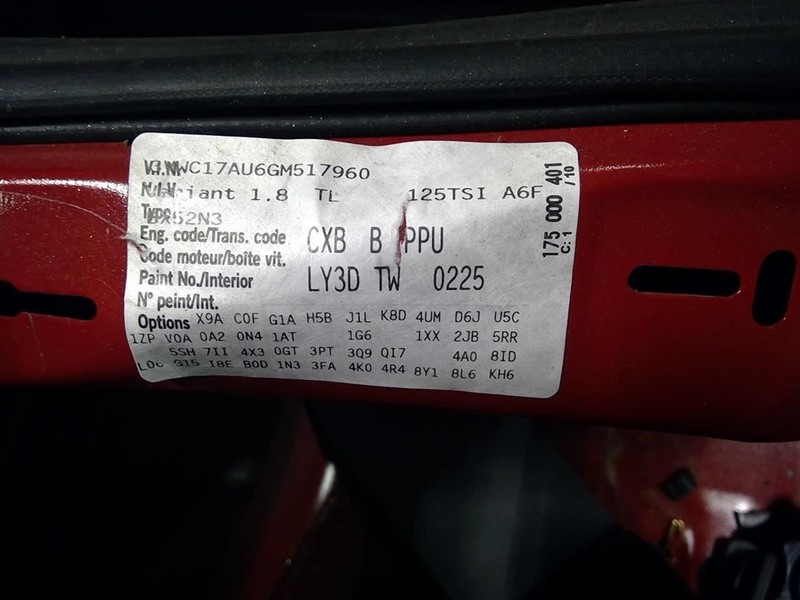 Passenger Air Bag Wagon Front Passenger Roof Fits 15-19 GOLF 1779942