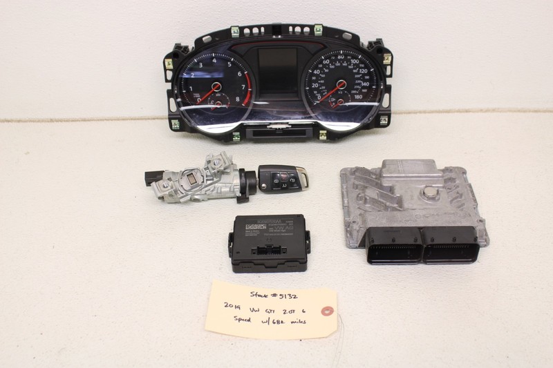 MK7 VW GTI Gauge Cluster Key Set Ignition Lock ECU Gateway 68k Miles Oem 2019