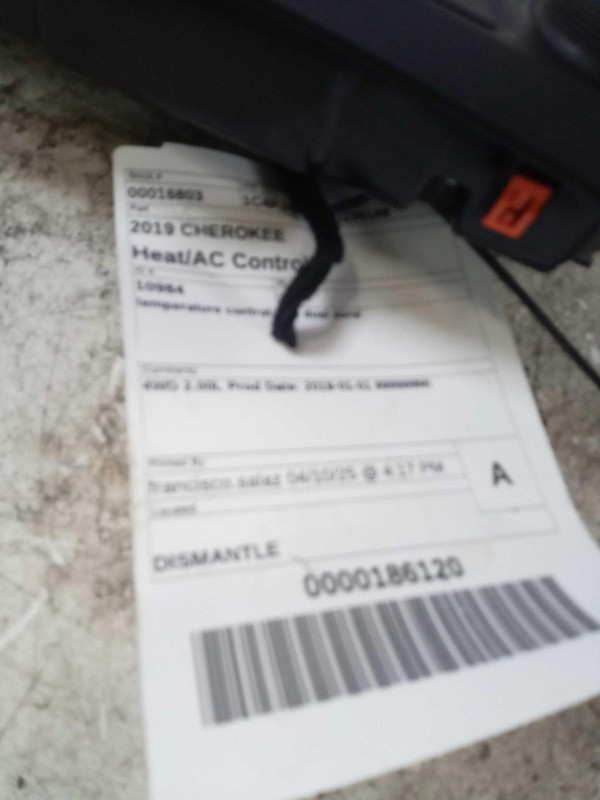 2019 Jeep Cherokee A/C Selector Switch OEM Grey 68285938AF 96K Miles