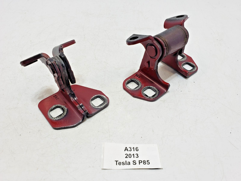 ✅ 12-20 OEM Tesla Model S Front Right Passenger Door Hinge Upper Lower Red SET