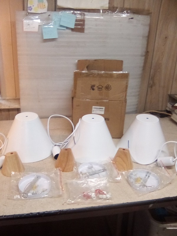 Set Of 3 Natumois Modern Pendant Lights White Wood Hanging Lamp