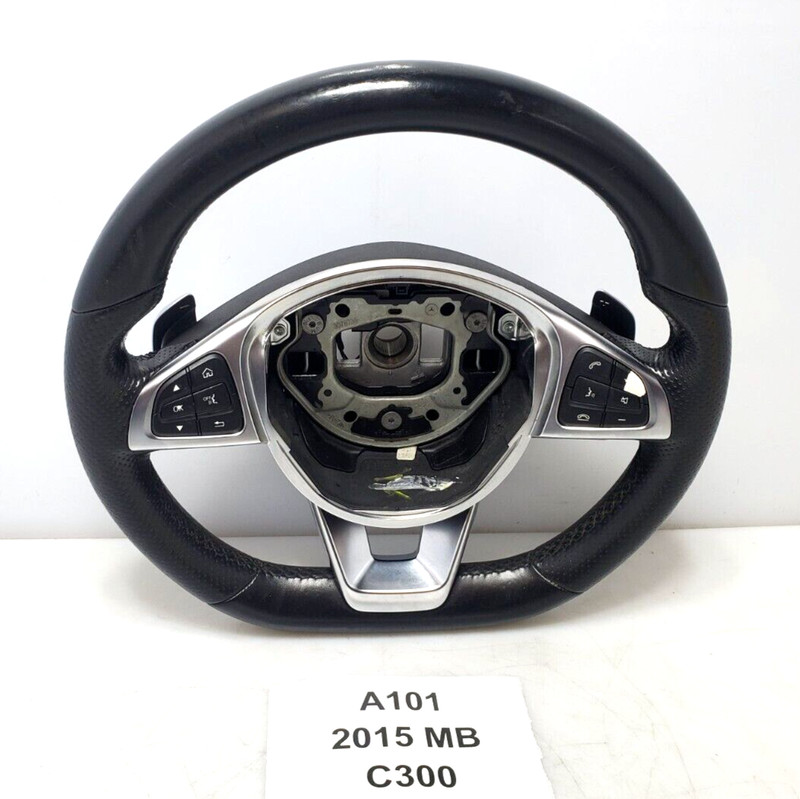 ✅ 15-18 OEM Mercedes W205 C300 Sport Steering Wheel leather w/ Paddle Shifters
