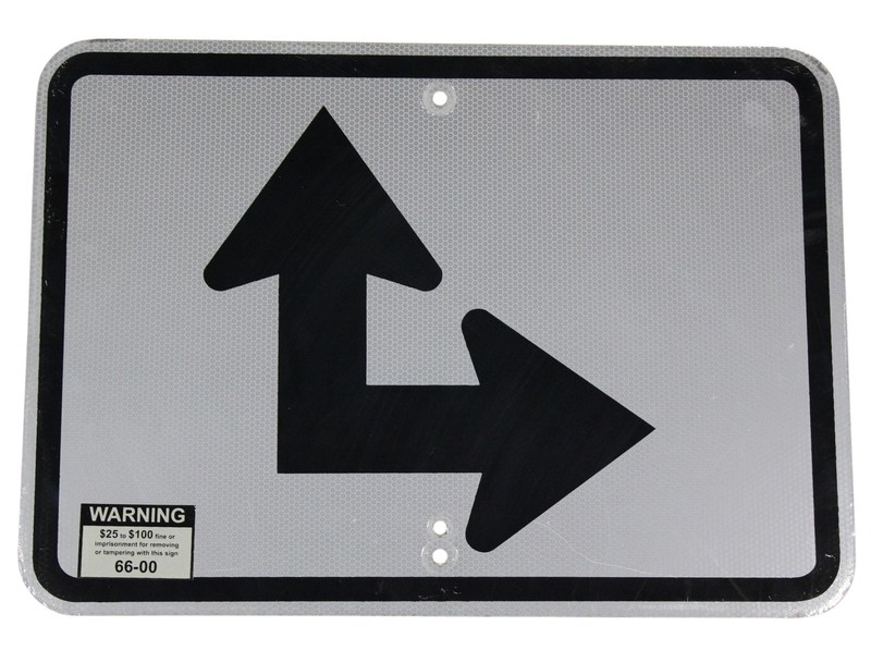 Right Turn Continue Straight Road Sign 21x15 Authentic Reflective