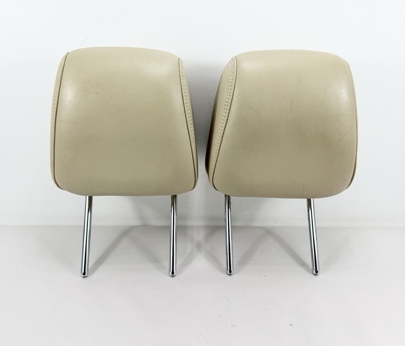 2009-2012 Lincoln MKS Rear Left & Right Seat Headrest Set Pair beige Leather OEM