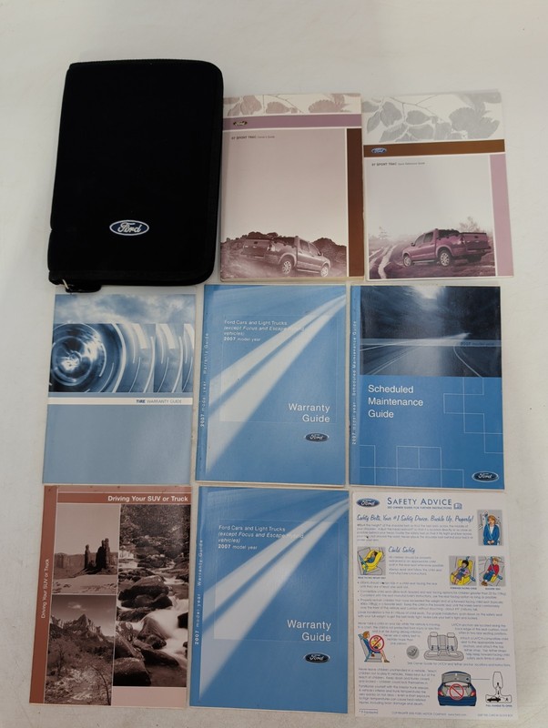 2007 Ford Sport Trac Owners Manual Set with Case limited XLT 4.0 V6 4.6 V8