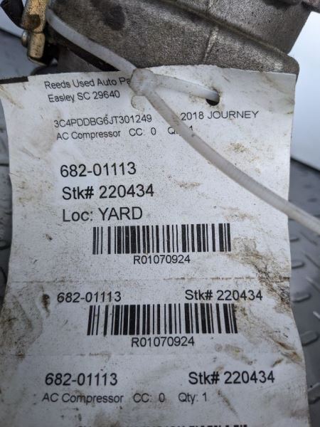 AC Compressor With Rear AC Fits 11-19 JOURNEY 1070924