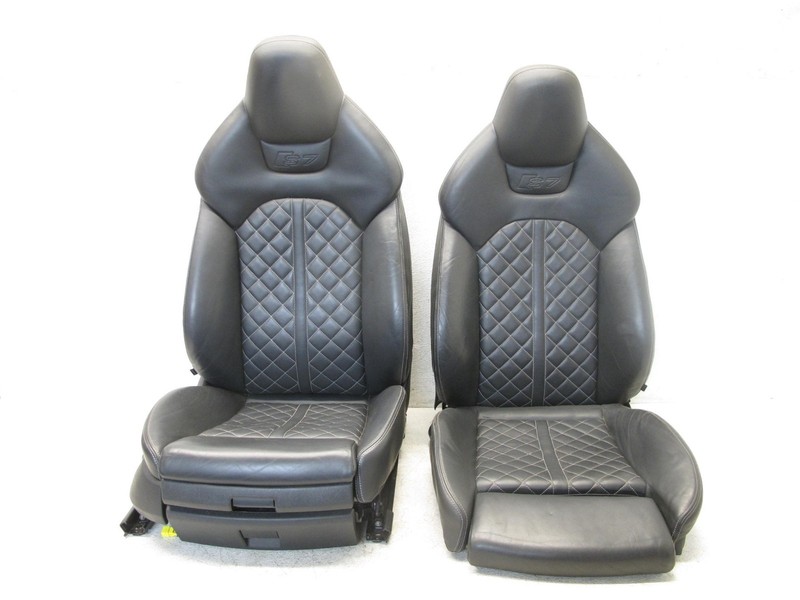13-15 AUDI 4G S7 UPPER AND LOWER COMPLETE LEATHER SPORT SEAT OEM 121124
