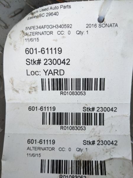 Alternator US Built VIN 5 1st Digit Fits 16-20 OPTIMA 1083053