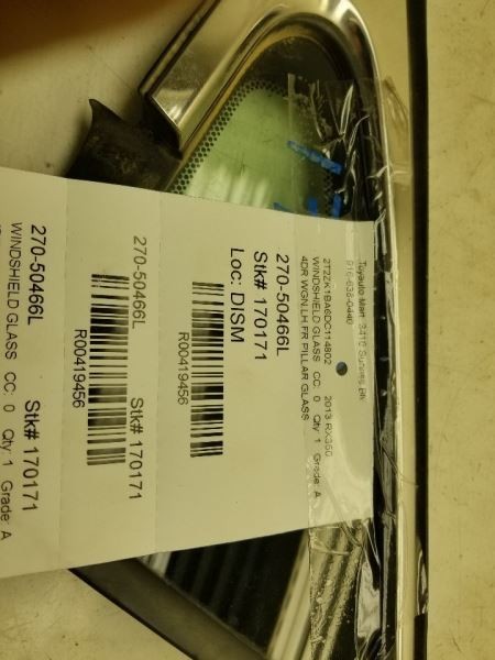 10-15 LEXUS RX350 FRONT DRIVER LEFT A PILLAR QUARTER GLASS