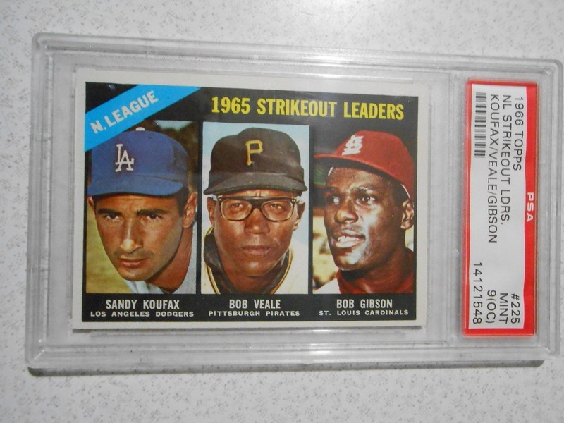 1966 66 psa 9 NL Strikeout leaders Koufax Veale Gibson 225 (oc) none better