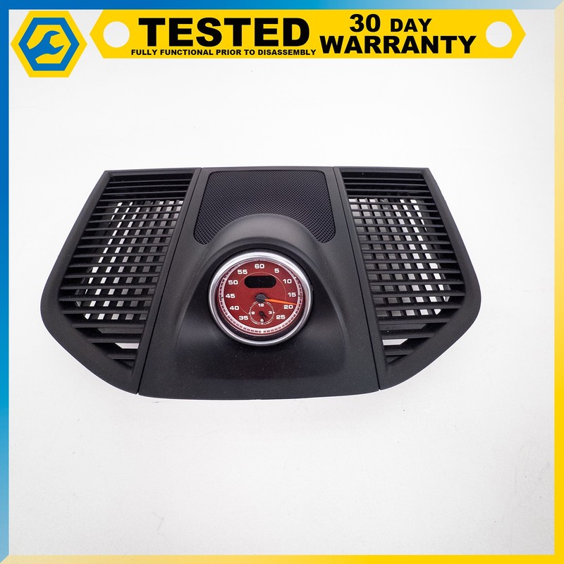 14-24 PORSCHE MACAN CENTER DASHBOARD AIR VENT SPEAKER TRIM & CLOCK RED OEM