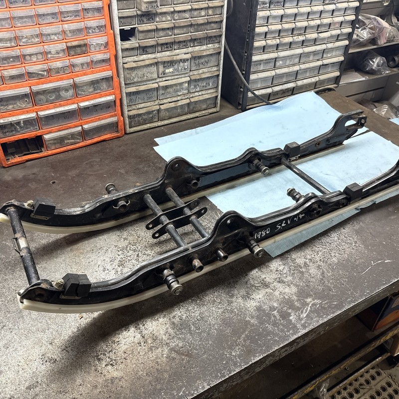 1980 Yamaha SRX 440 Vintage Snowmobile Racing Sled Rear Suspension, Slide Rails