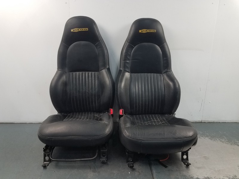 2003 Chevy Corvette C5 Z06 Black Leather Bucket Seat Set #8792