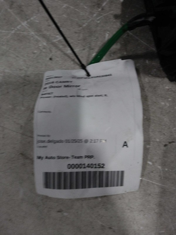 2016 Toyota Camry Right Door Mirror Assembly, Used, OEM, Heated, 104K Miles