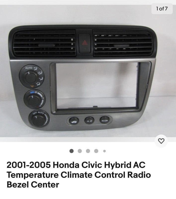 2001-2004 Honda Civic Hybrid AC Temperature Climate Control Radio Bezel Center