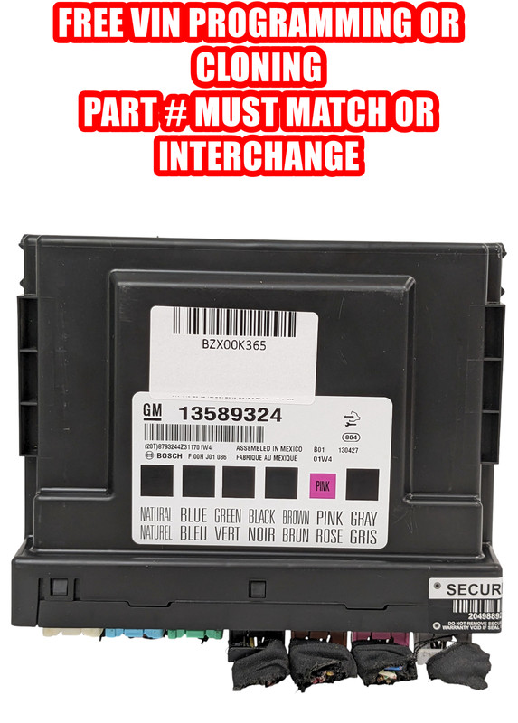 VIN PROGRAMMED PLUG & PLAY BCM BCU BODY CONTROL MODULE GM 2013-2017 13589324