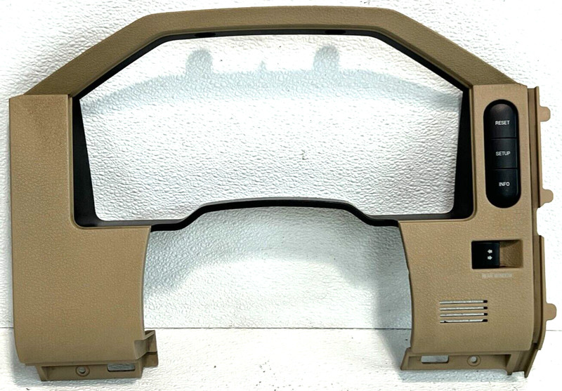 08-10 FORD F250 DASH SPEEDOMETER CLUSTER SURROUND BEZEL TAN CAMEL OEM