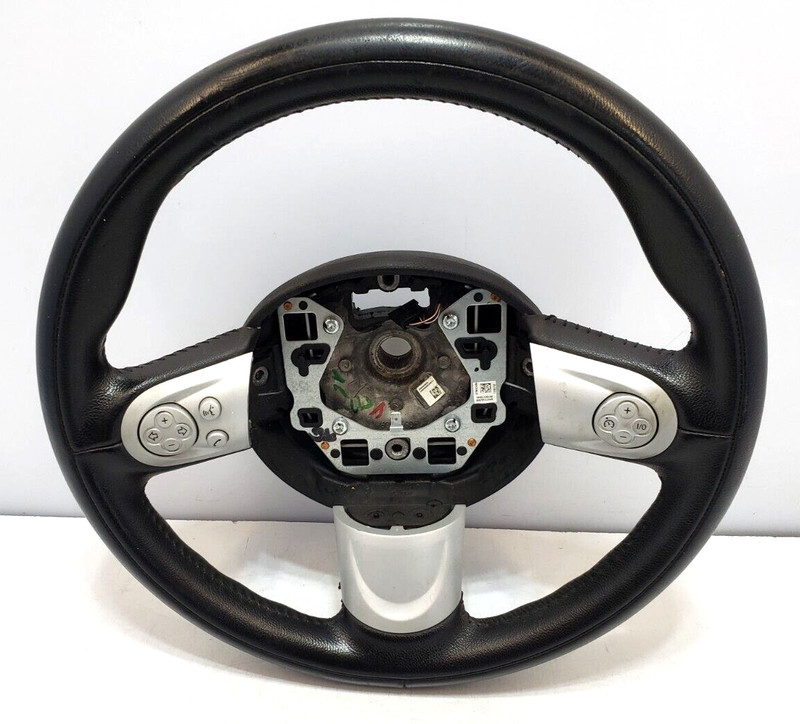 ✅ 08-14 OEM Mini Cooper R55 Clubman Sport Steering Wheel Black Leather w/Buttons