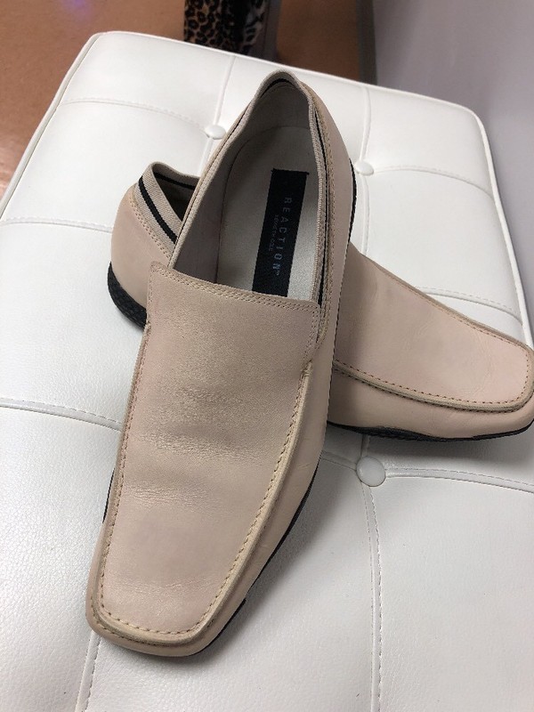 KENNETH COLE Size 101/2OPTIC DISC Gray Leather Loafers Shoes