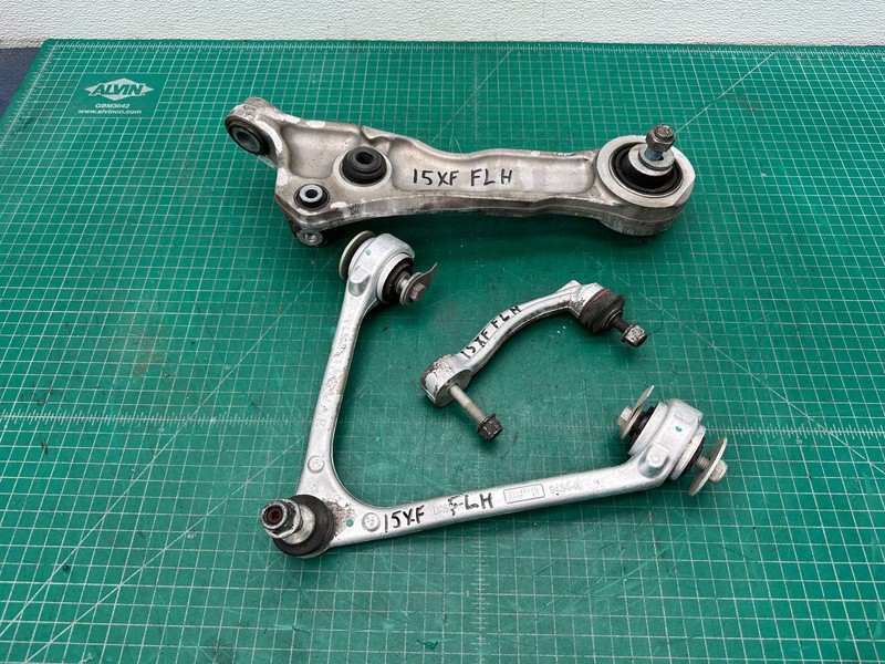 10-15 JAGUAR XF XFR X250 FRONT LEFT SIDE SUSPENSION CONTROL ARM SET OF 3 OEM