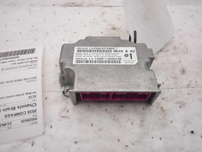 Used Air Bag Module fits: 2016 Jeep Compass Air Bag under center console ID 6823