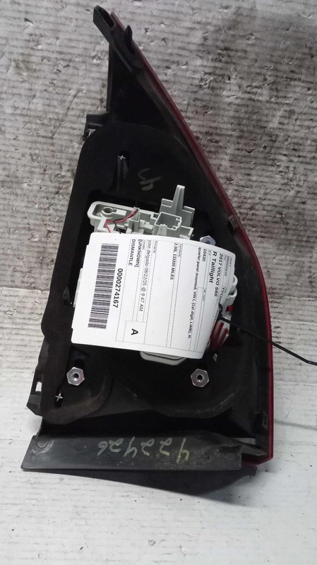 Used Right Tail Light Assembly fits: 2017 Volvo S60 quarter panel mounted VIN L