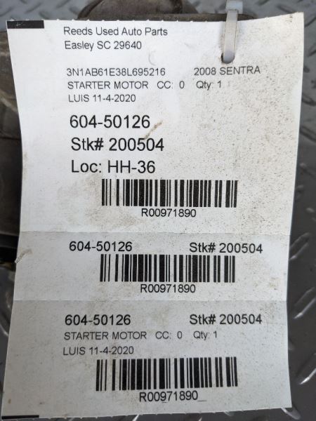 Starter Motor Fits 07-08 SENTRA 971890