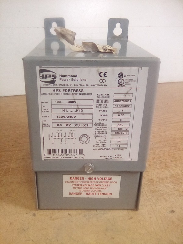 HPS C1FC50XE 120V/240V 1 Phase 0.50 KVA Transformer
