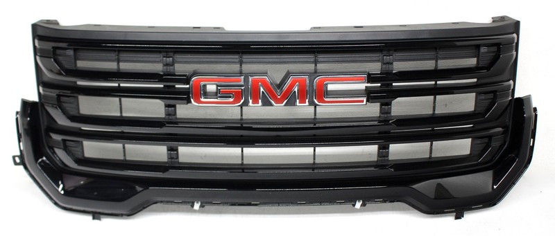 OEM Upper Grille For GMC Acadia SLE, SLT Elevation Gloss Black with Red Emblem