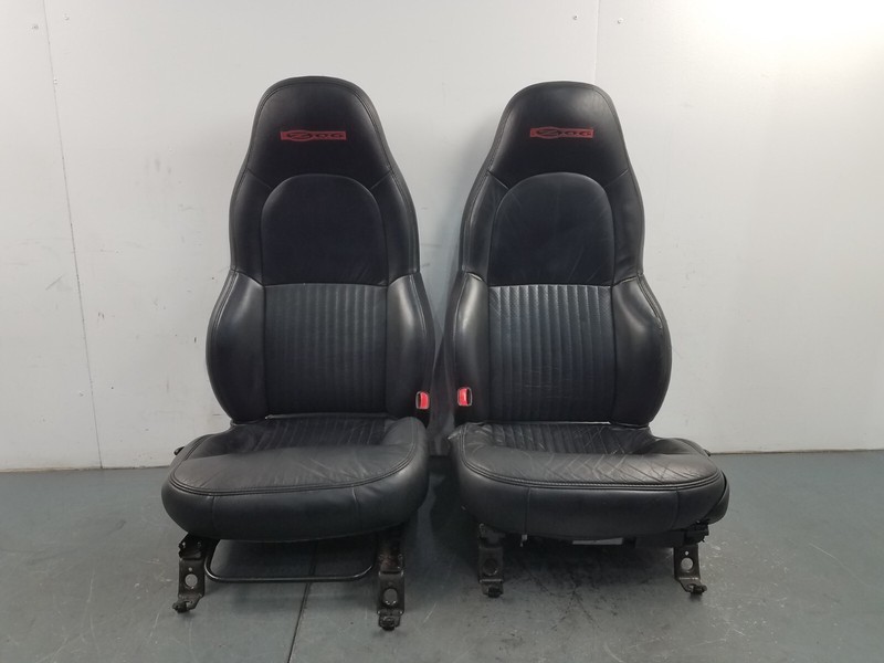 2002 Chevy Corvette C5 Z06 Black Leather Bucket Seat Set #9430 O1