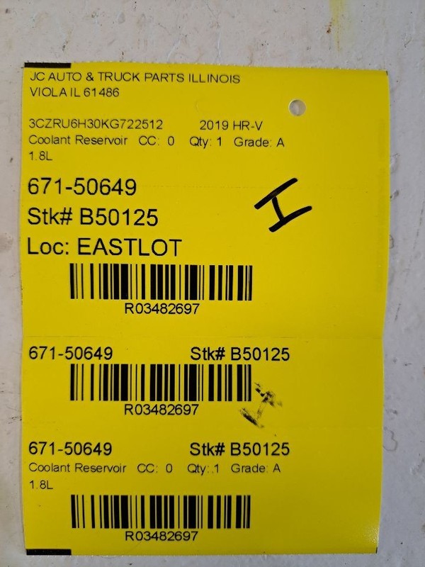 Coolant Reservoir Fits 16-22 HR-V 3482697