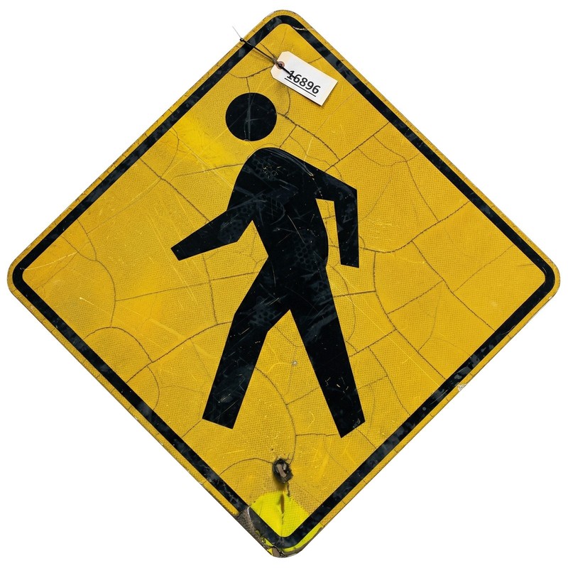Authentic Road Sign PEDESTRIAN CROSSWALK Real Street Vintage