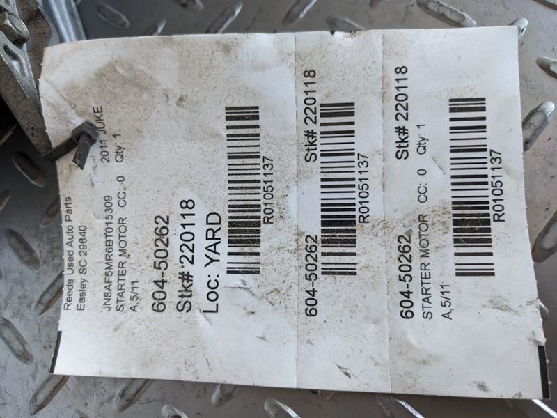Starter Motor Federal Emissions Thru 11/12 Fits 10-13 CUBE 1051137