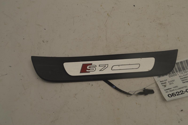 2013-2017 AUDI S7 REAR RIGHT PASSENGER DOOR SILL SCUFF PLATE ILLUMINATED OEM