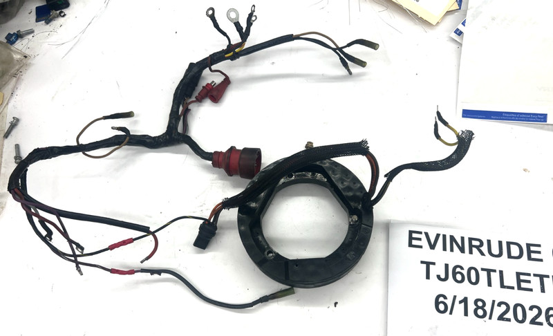Good Used OEM Johnson / Evinrude 1992 Stator & Motor Cable, Part # 584560/584401
