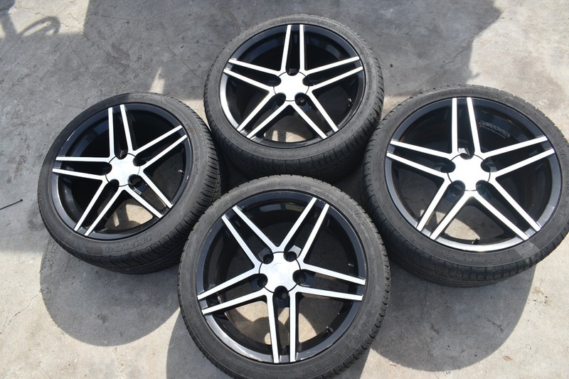 CORVETTE C6 Z06 STYLE AFTERMARKET WHEELS 18x9.5 BLACK/MACHINED SET 5X120.65 USED