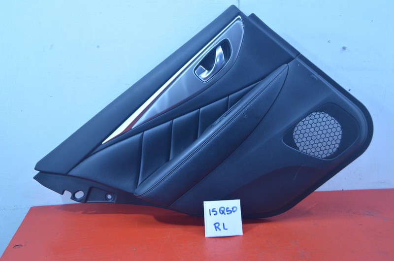 14-18 INFINITI Q50 REAR LEFT DRIVER SIDE INTERIOR DOOR PANEL OEM