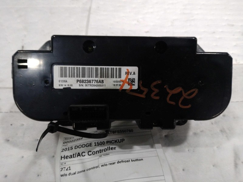 2015 RAM Dodge 1500 A/C Selector Switch OEM 68236776AB 68268190AA Used