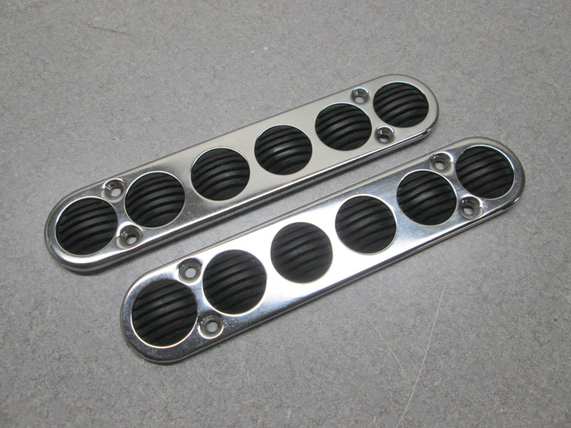 Bayliner Capri Boat Step Pad Set (2) Rounded Chrome Rubber 7 1/4" x 1 1/2"