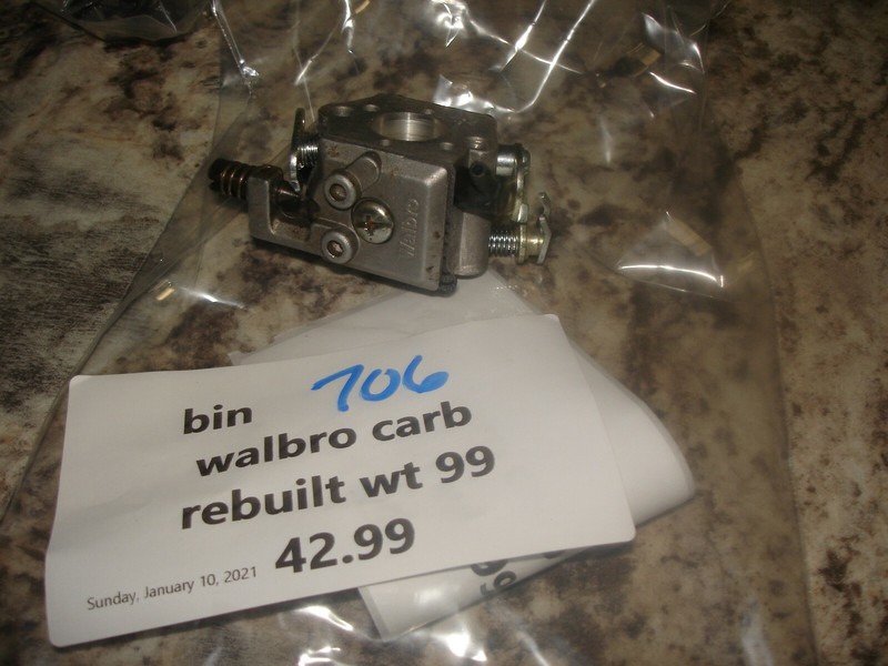 Walbro wt99 wt 99 carburetor carb Rebuiltchainsaw part only bin 706