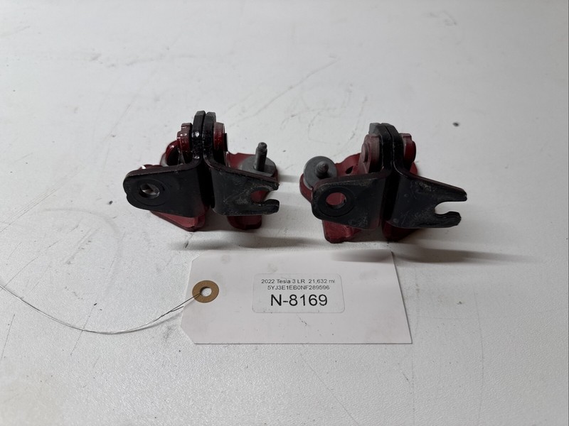 17-21 Tesla M3 Front Door Hinge Set Driver Left Side Upper Lower Red 8169 B74