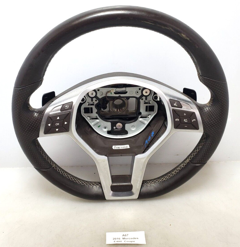 ✅ 16-17 OEM Mercedes W207 W212 Steering Wheel Multifunction Brown w/ Pedal Shift