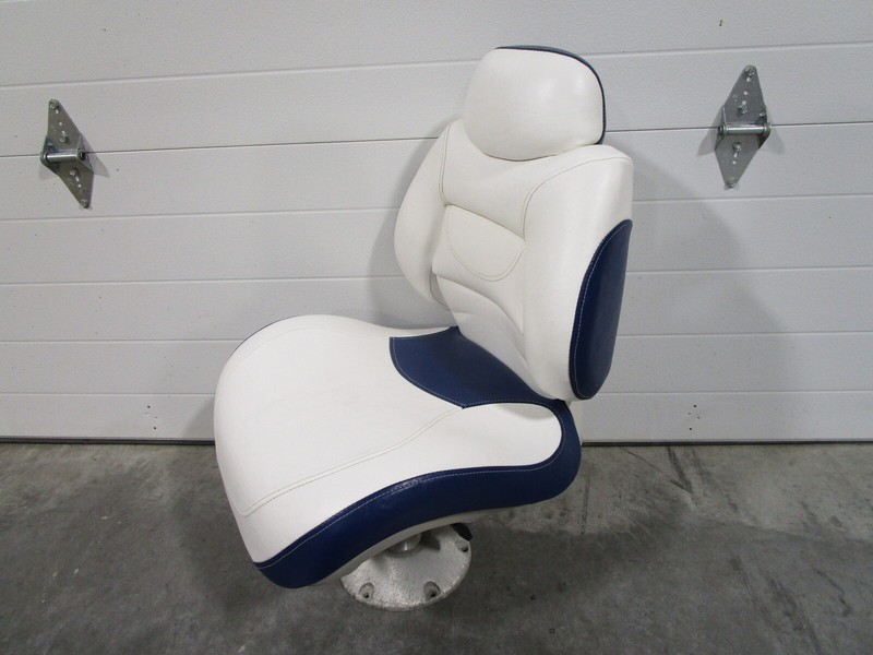 Sea Ray Boat Marine Padded Folding Fishing Seat Chair Blue/White 30.5" x 18"