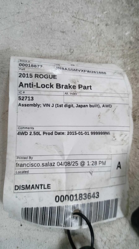 2015 Nissan Rogue ABS Pump & Motor Assembly OEM 47660JM20C Black 159K Miles